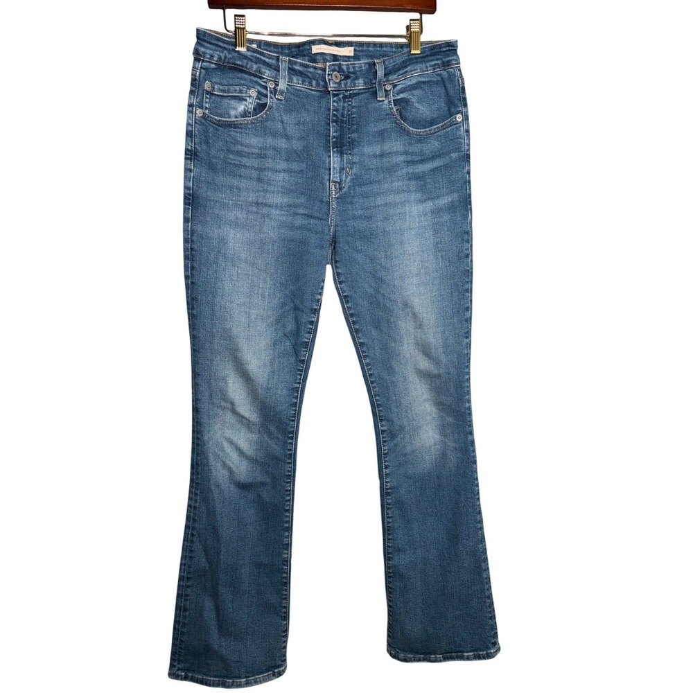 Levis Premium 725 High Rise Bootcut Jeans Blue Med Wash Denim Womens 31 Big "E"